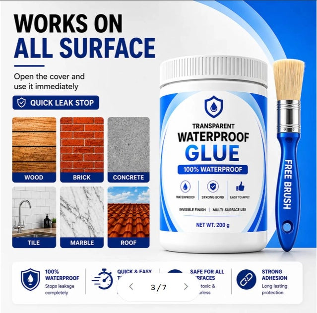 Transparent Waterproof Glue (Pack of 2) + Free Brush