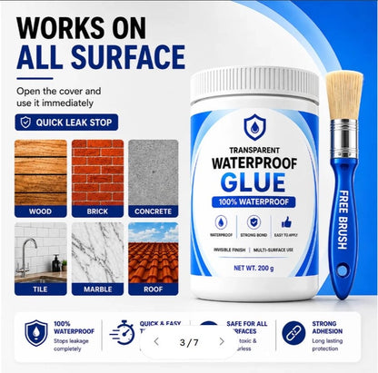 Transparent Waterproof Glue (Pack of 2) + Free Brush